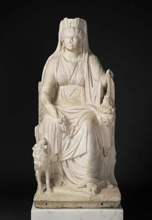 Framed Print : Statue of a Seated Cybele with the Portrait Head of her Priestess, about A.D. 50. Creator: Unknown Framed Print : Statue of a Seated Cybele with the Portrait Head of her Priestess, about A.D. 50. Creator: Unknown