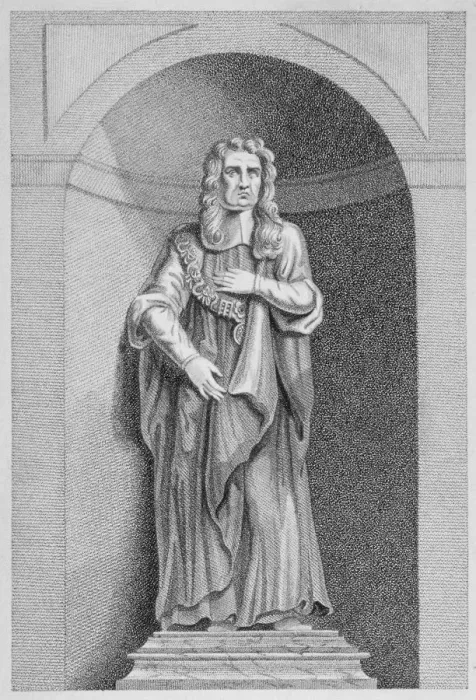Framed Print : Statue of Sir John Moore from Christs Hospital, City of London, 1770 Framed Print : Statue of Sir John Moore from Christs Hospital, City of London, 1770
