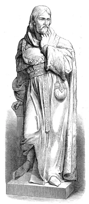 Framed Print : Statue of Sir Michael de la Pole, at Hull, 1871. Creator: Unknown Framed Print : Statue of Sir Michael de la Pole, at Hull, 1871. Creator: Unknown