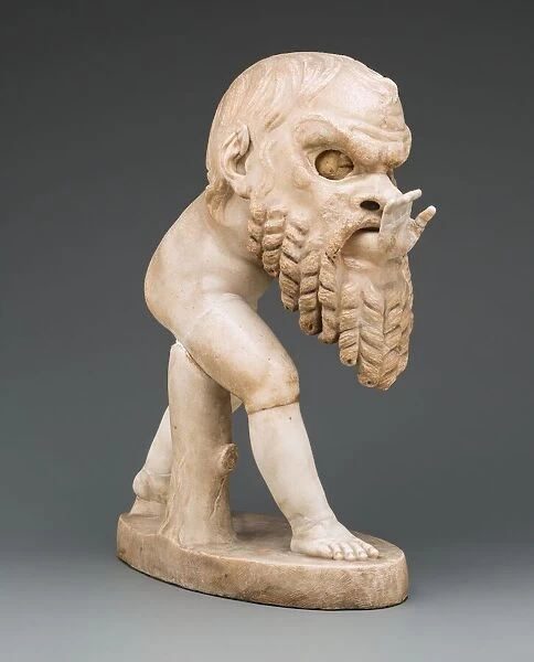 Statue of a Young Satyr Wearing a Theater Mask of Silenos, About 1st century