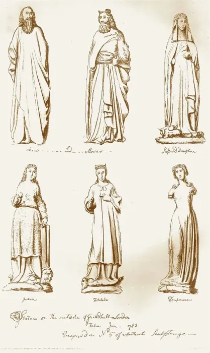 Framed Print : Statues on the Outside of Guild Hall, 1783, (1886) Framed Print : Statues on the Outside of Guild Hall, 1783, (1886)
