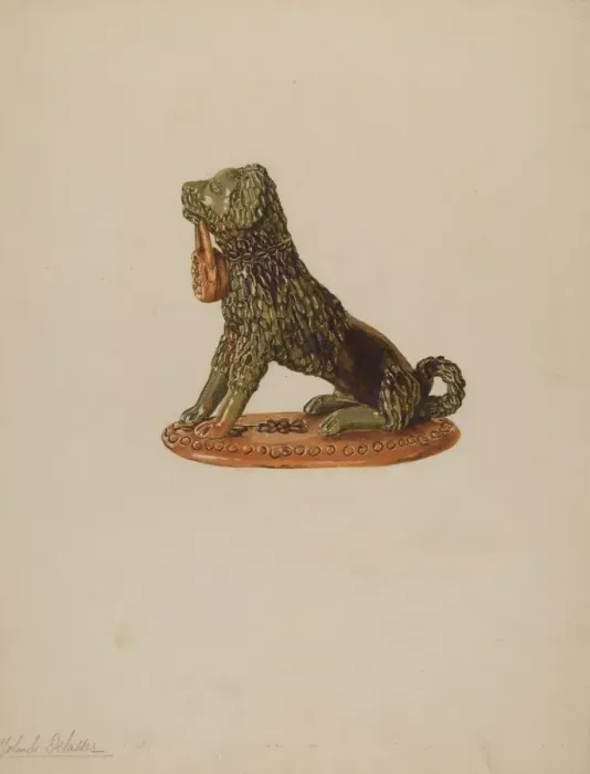 Framed Print : Statuette of a Dog, c. 1938. Creator: Yolande Delasser Framed Print : Statuette of a Dog, c. 1938. Creator: Yolande Delasser