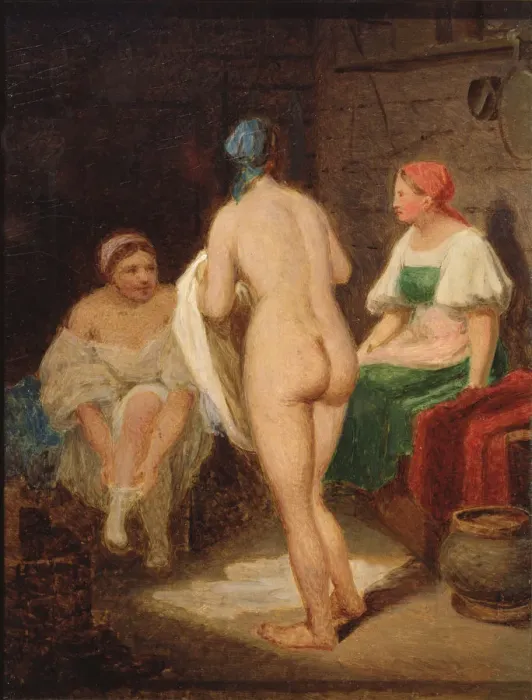 Framed Print : In steam bath, End 1820s. Artist: Venetsianov, Alexei Gavrilovich (1780-1847) Framed Print : In steam bath, End 1820s. Artist: Venetsianov, Alexei Gavrilovich (1780-1847)