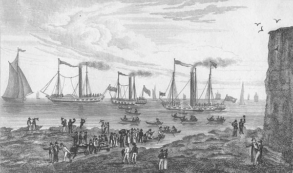 The Steam Boats, leaving Margate, 1820. Artist: John Shury
