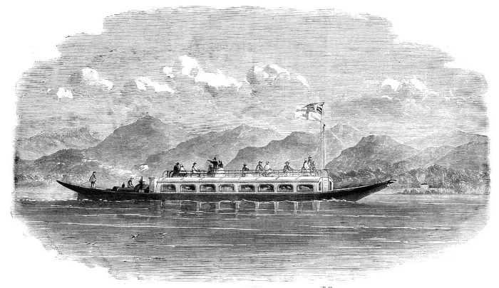 Framed Print : Steam-gondola for Coniston Lake, Lancashire, 1860. Creator: Unknown Framed Print : Steam-gondola for Coniston Lake, Lancashire, 1860. Creator: Unknown