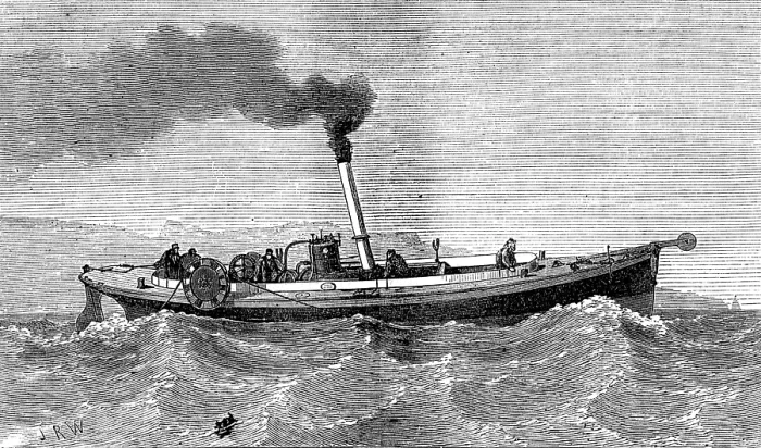 Framed Print : Steam-launch for the cable-ship Faraday, 1874. Creator: Unknown Framed Print : Steam-launch for the cable-ship Faraday, 1874. Creator: Unknown