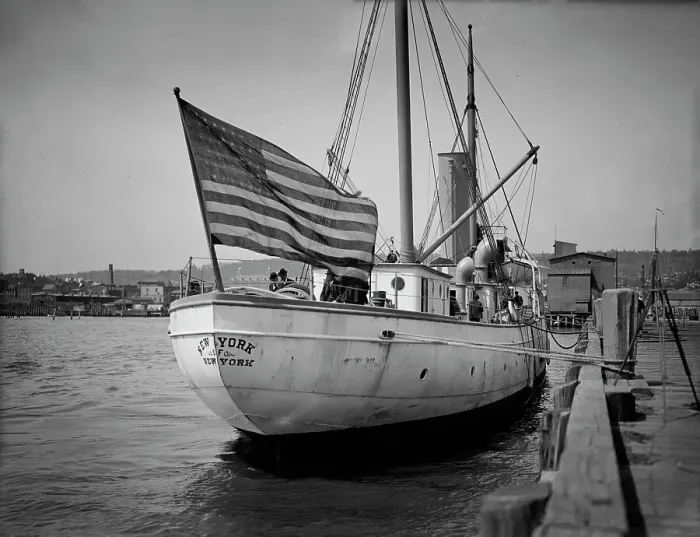 Framed Print : Steam pilot boat at dock, between 1900 and 1905. Creator: Unknown Framed Print : Steam pilot boat at dock, between 1900 and 1905. Creator: Unknown