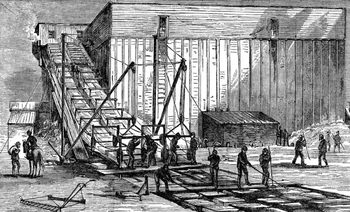 Framed Print : Steam-powered ice elevator, Hudson River near New York, USA, 1875 Framed Print : Steam-powered ice elevator, Hudson River near New York, USA, 1875