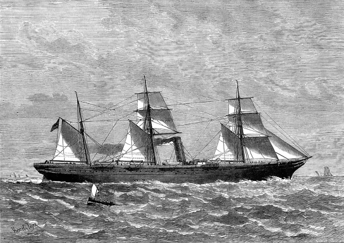 Framed Print : The steam-ship Chimborazo, of the Orient Line, for Australia, 1880. Creator: Unknown Framed Print : The steam-ship Chimborazo, of the Orient Line, for Australia, 1880. Creator: Unknown