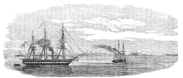 Steam-ships reconnoitring at Sveaborg, in the Gulf of Finland, 1854. Creator: Unknown