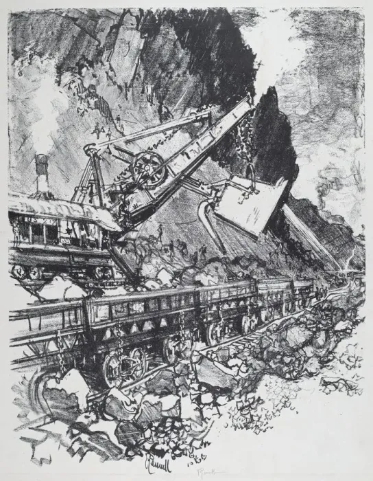 Framed Print : Steam Shovel in the Cut at Bas Obispo, 1912. Creator: Joseph Pennell Framed Print : Steam Shovel in the Cut at Bas Obispo, 1912. Creator: Joseph Pennell