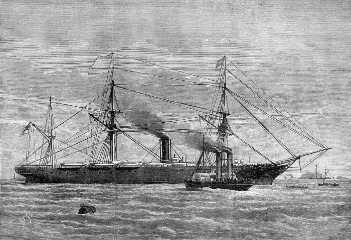 Framed Print : Steam-tug at Plymouth taking troops to the Himalaya for the Gold Coast, 1873. Creator: Unknown Framed Print : Steam-tug at Plymouth taking troops to the Himalaya for the Gold Coast, 1873. Creator: Unknown