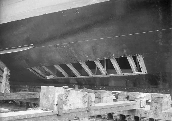 Steam yacht Branwens hull with plates removed, 1914. Creator: Kirk & Sons of Cowes