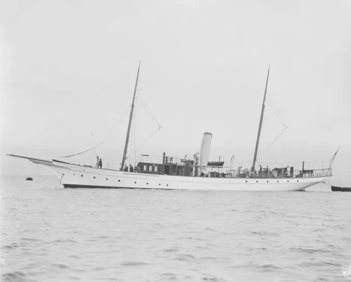 Framed Print : The steam yacht Branwyn at anchor. Creator: Kirk & Sons of Cowes Framed Print : The steam yacht Branwyn at anchor. Creator: Kirk & Sons of Cowes