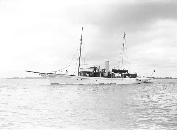 The steam yacht Cecilia under way, 1912. Creator: Kirk & Sons of Cowes