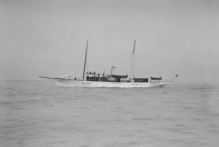 Framed Print : The steam yacht Cecilia under way, 1912. Creator: Kirk & Sons of Cowes Framed Print : The steam yacht Cecilia under way, 1912. Creator: Kirk & Sons of Cowes