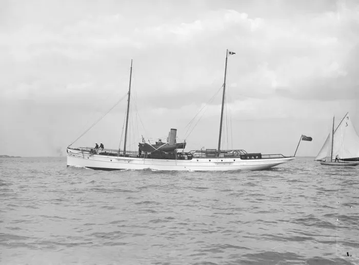 Framed Print : The steam yacht Claymore II under way, 1913. Creator: Kirk & Sons of Cowes Framed Print : The steam yacht Claymore II under way, 1913. Creator: Kirk & Sons of Cowes