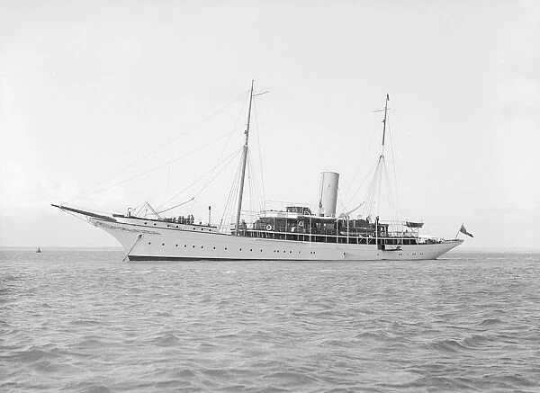 The steam yacht Eileen at anchor, 1914. Creator: Kirk & Sons of Cowes