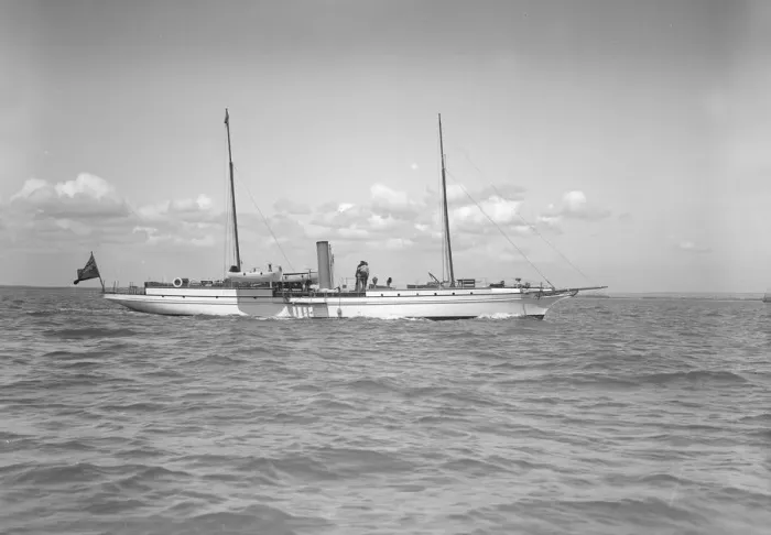 Framed Print : The steam yacht Fleur-D-Lys under way, 1911. Creator: Kirk & Sons of Cowes Framed Print : The steam yacht Fleur-D-Lys under way, 1911. Creator: Kirk & Sons of Cowes