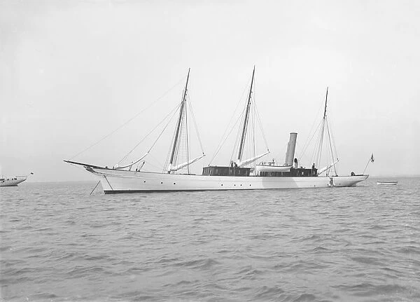 The steam yacht Isa at anchor. Creator: Kirk & Sons of Cowes
