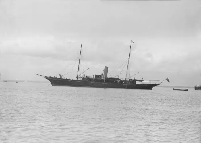 Framed Print : The steam yacht Maid of Honour at anchor. Creator: Kirk & Sons of Cowes Framed Print : The steam yacht Maid of Honour at anchor. Creator: Kirk & Sons of Cowes
