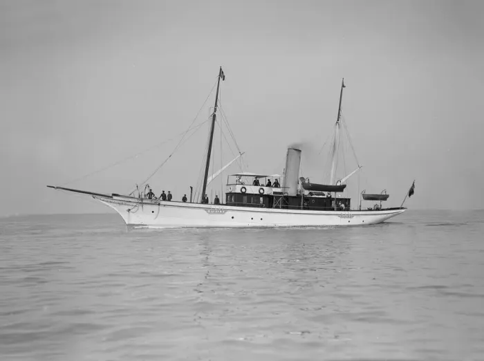 Framed Print : The steam yacht Majista, 1911. Creator: Kirk & Sons of Cowes Framed Print : The steam yacht Majista, 1911. Creator: Kirk & Sons of Cowes