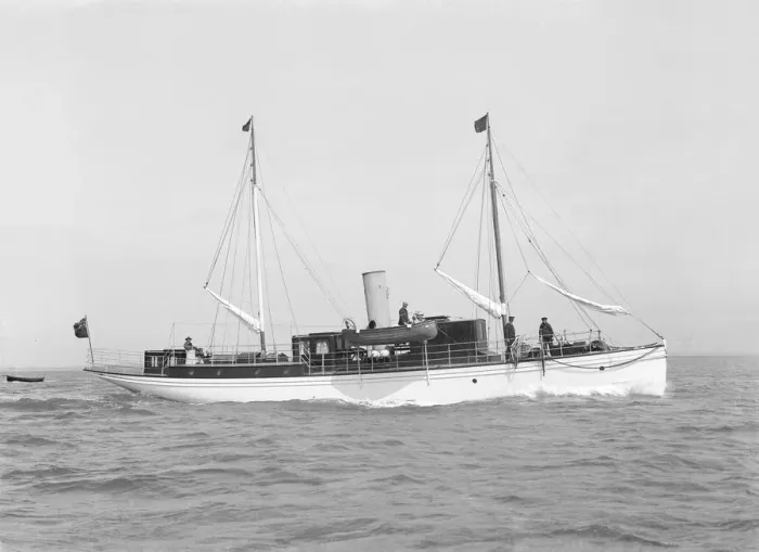 Framed Print : The steam yacht Mirel under way, 1914. Creator: Kirk & Sons of Cowes Framed Print : The steam yacht Mirel under way, 1914. Creator: Kirk & Sons of Cowes