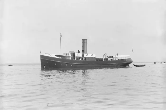 Framed Print : The steam yacht Porthos, 1912. Creator: Kirk & Sons of Cowes Framed Print : The steam yacht Porthos, 1912. Creator: Kirk & Sons of Cowes