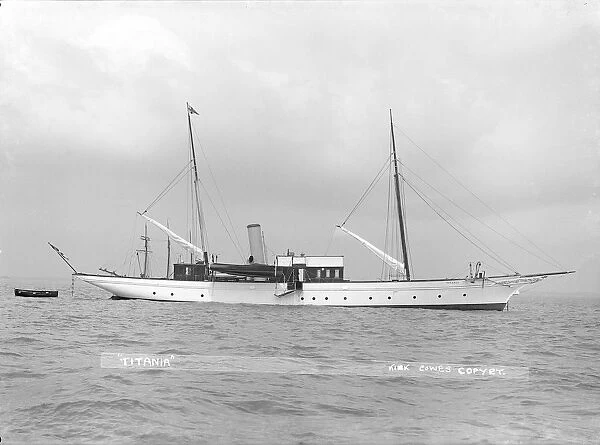 The steam yacht Titania at anchor, 1914