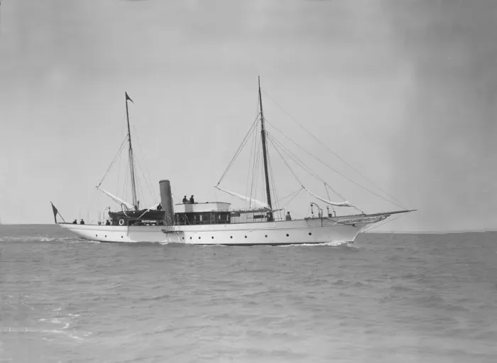 Framed Print : The steam yacht Titania under way, 1911. Creator: Kirk & Sons of Cowes Framed Print : The steam yacht Titania under way, 1911. Creator: Kirk & Sons of Cowes