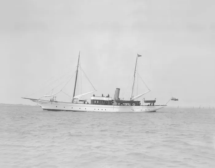 Framed Print : The steam yacht Titania under way, 1911. Creator: Kirk & Sons of Cowes Framed Print : The steam yacht Titania under way, 1911. Creator: Kirk & Sons of Cowes