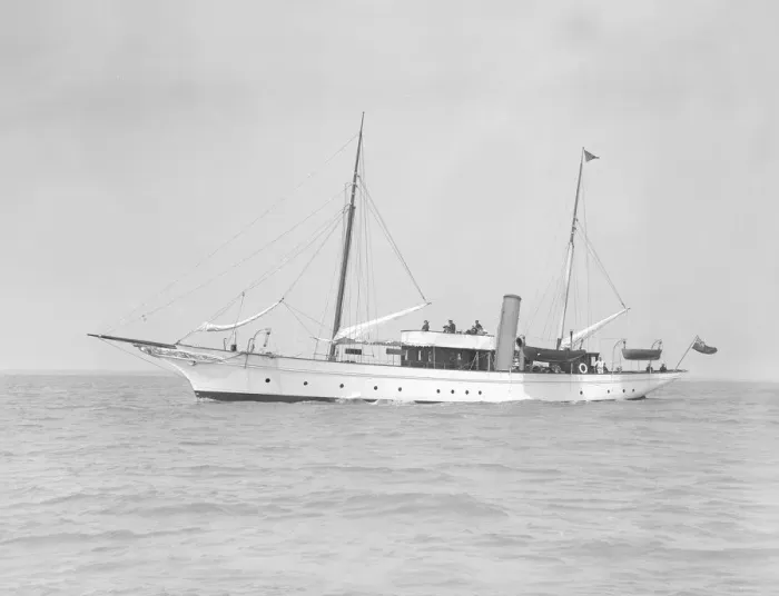 Framed Print : The steam yacht Titania under way, 1911. Creator: Kirk & Sons of Cowes Framed Print : The steam yacht Titania under way, 1911. Creator: Kirk & Sons of Cowes