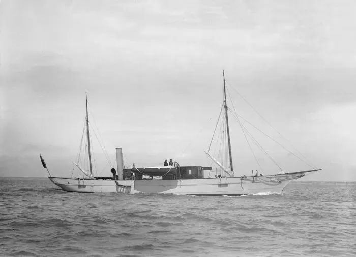 Framed Print : A steam yacht underway, 1911. Creator: Kirk & Sons of Cowes Framed Print : A steam yacht underway, 1911. Creator: Kirk & Sons of Cowes