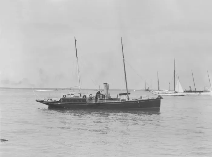 Framed Print : The steam yacht Volage under way. Creator: Kirk & Sons of Cowes Framed Print : The steam yacht Volage under way. Creator: Kirk & Sons of Cowes