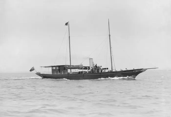Framed Print : A steam yacht under way, 1913. Creator: Kirk & Sons of Cowes Framed Print : A steam yacht under way, 1913. Creator: Kirk & Sons of Cowes