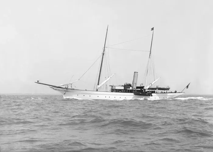 Framed Print : The steam yacht Winifred under way, 1914. Creator: Kirk & Sons of Cowes Framed Print : The steam yacht Winifred under way, 1914. Creator: Kirk & Sons of Cowes