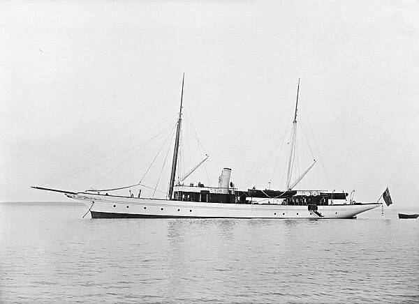 The steam yacht Wintonia at anchor, 1912. Creator: Kirk & Sons of Cowes