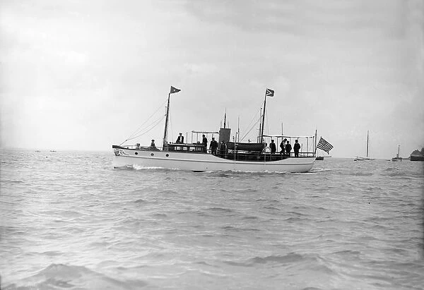 The steam yacht Yvonne under way, 1913. Creator: Kirk & Sons of Cowes