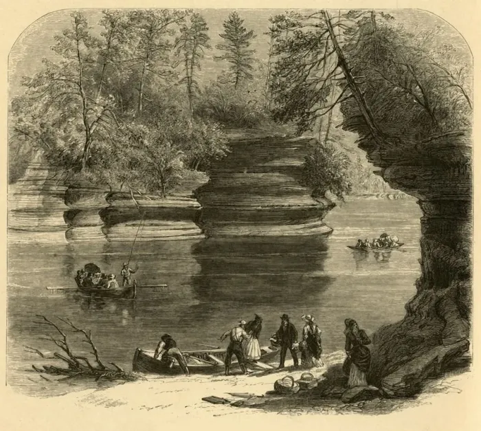 Framed Print : Steamboat Rock, Wisconsin River, 1874. Creator: Alfred Waud Framed Print : Steamboat Rock, Wisconsin River, 1874. Creator: Alfred Waud