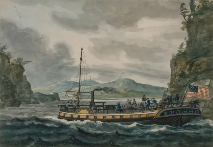Framed Print : Steamboat Travel on the Hudson River, 1811-ca. 1813. Creator: Pavel Petrovic Svin in Framed Print : Steamboat Travel on the Hudson River, 1811-ca. 1813. Creator: Pavel Petrovic Svin in