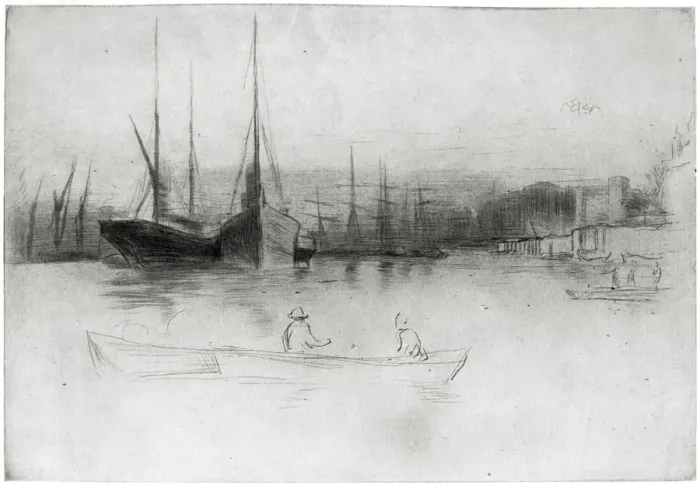 Framed Print : Steamboats off the Tower, 1875 (1904). Artist: James Abbott McNeill Whistler Framed Print : Steamboats off the Tower, 1875 (1904). Artist: James Abbott McNeill Whistler