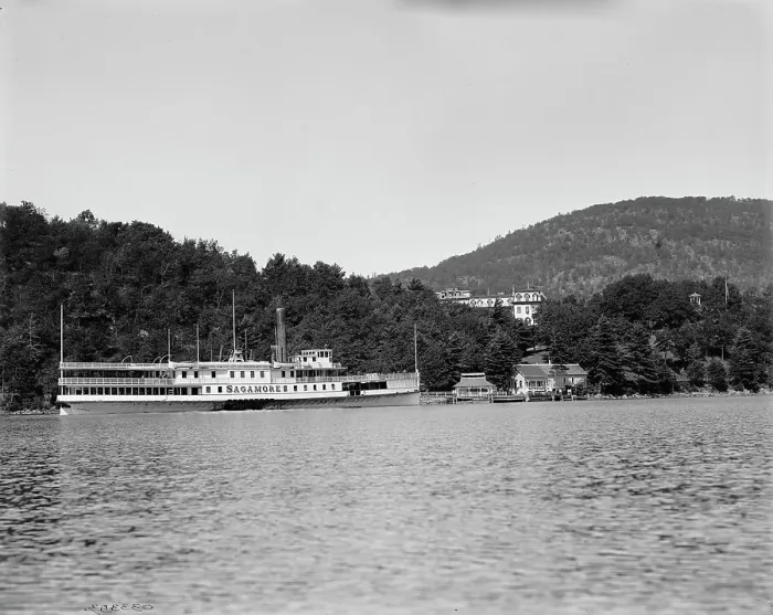Framed Print : Steamer approaching Rogers Rock landing, Lake George, N.Y. between 1900 and 1910. Creator: William H. Jackson Framed Print : Steamer approaching Rogers Rock landing, Lake George, N.Y. between 1900 and 1910. Creator: William H. Jackson