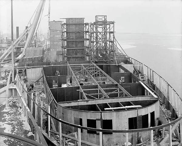 Steamer 'City of Cleveland', stern view showing construction, 1907. Creator: Unknown. Steamer 'City of Cleveland', stern view showing construction, 1907. Creator: Unknown