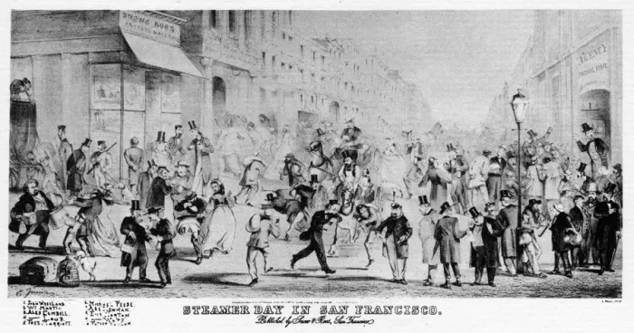 Framed Print : Steamer Day in San Francisco, California, 19th century (1937) Framed Print : Steamer Day in San Francisco, California, 19th century (1937)
