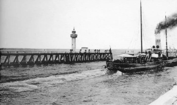 Framed Print : A steamer departing from Trouville for Le Havre, France, c1920s Framed Print : A steamer departing from Trouville for Le Havre, France, c1920s