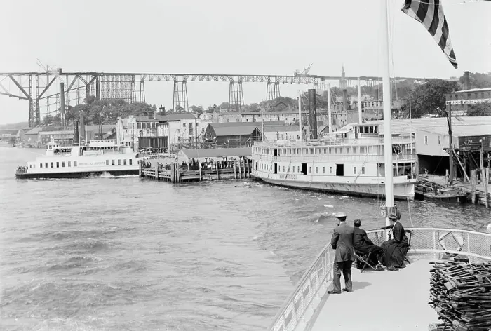 Framed Print : Steamer landings, Poughkeepsie, N.Y. c1908. Creator: Unknown