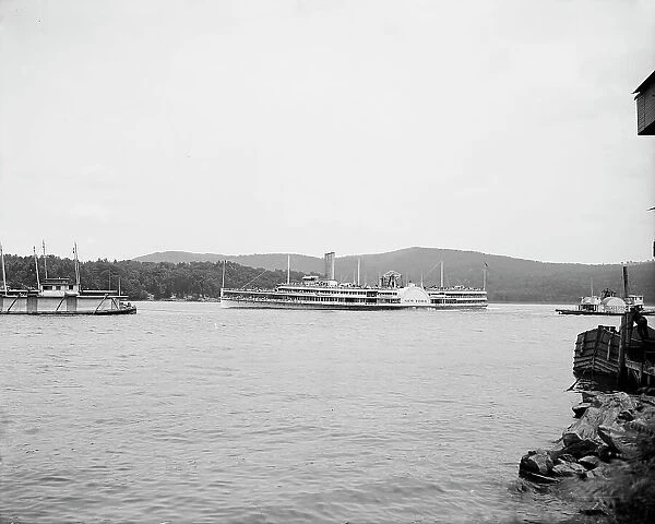 Steamer New York passing through Highlands, Hudson River, N.Y. between 1900 and 1908. Creator: Unknown