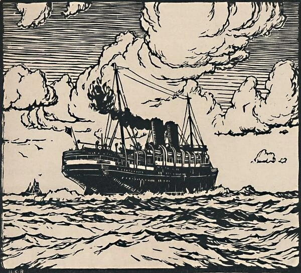 Steamer at Sea, 1919. Artist: Herbert Kerr Rooke