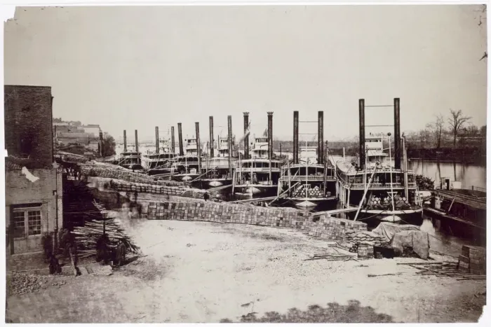 Framed Print : Steamers on the Mississippi, USA, 19th century Framed Print : Steamers on the Mississippi, USA, 19th century