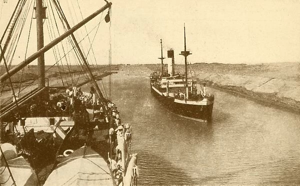 Steamers Passing in the Suez Canal, c1930. Creator: ENA